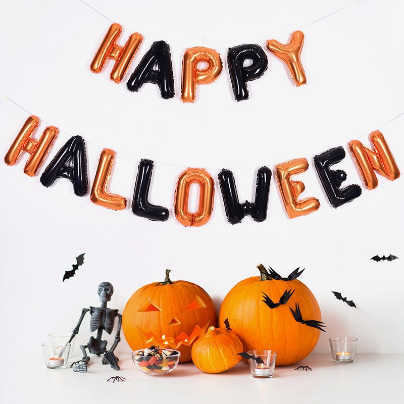 은박풍선세트 HAPPY HALLOWEEN 블랙앤 오렌지