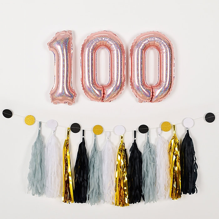 숫자은박풍선세트 100 홀로그램 3색