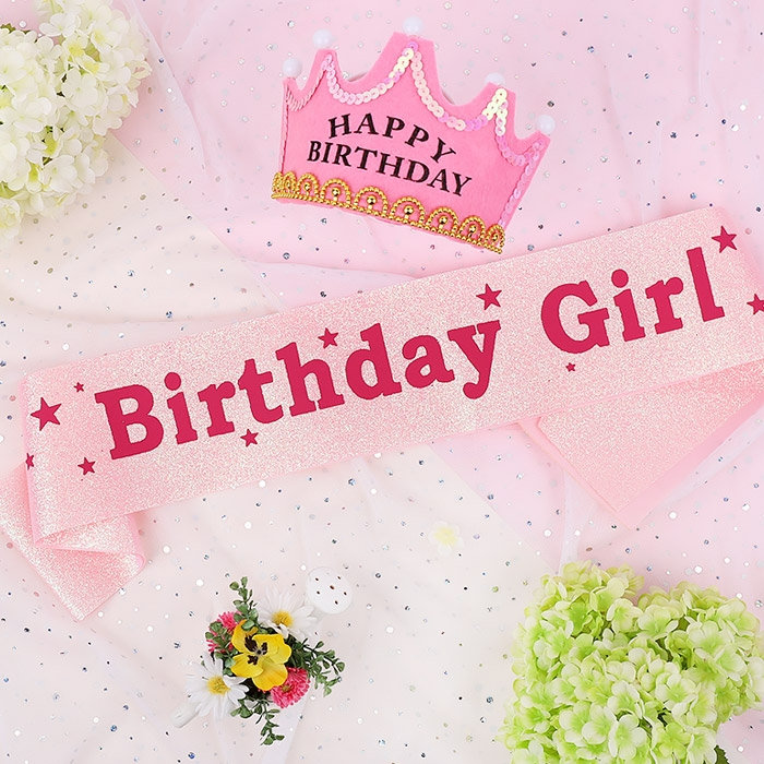 생일어깨띠 Birthday Girl 핑크