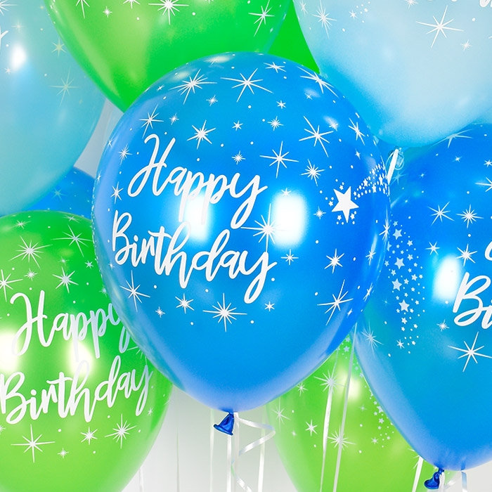 [셈퍼텍스] 30cm All over happybirthday 블루펄톤3색혼합 [6입]