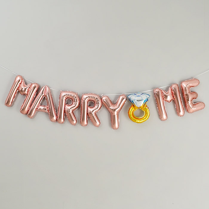 은박풍선세트 MARRY ME 로즈골드