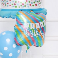 [GRABO] 은박헬륨 생일배너 스트라이프 18인치