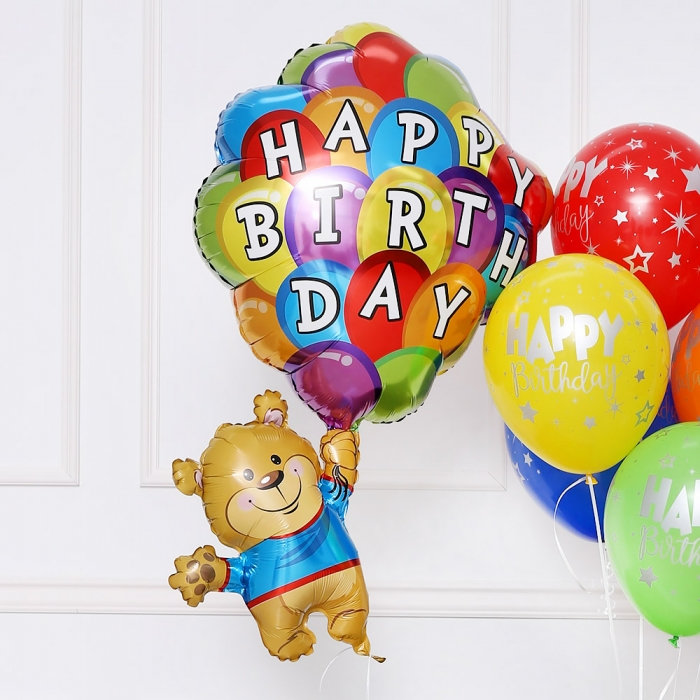 [GRABO] 은박헬륨 생일벌룬베어 42인치