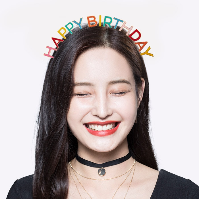 메탈릭 생일머리띠 4색 [로즈골드/레인보우/핑크/골드]