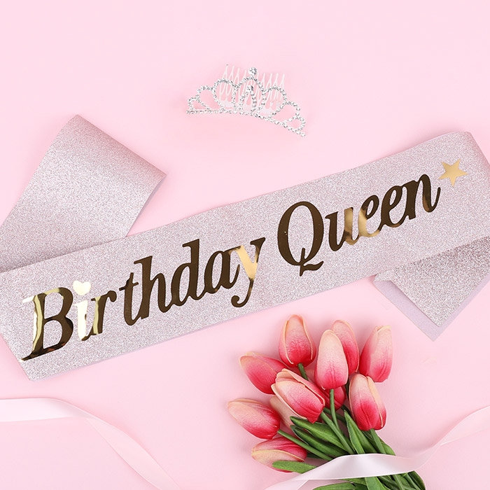 글리터생일어깨띠 Birthday Queen & 티아라 세트
