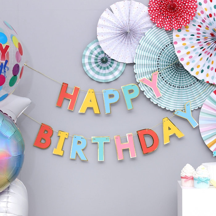 [조이파티] 레인보우 생일가랜드 골드라인
