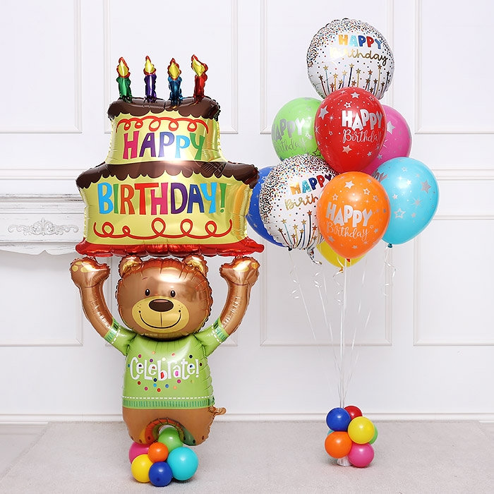 생일딜리버리팩 생일곰 헬륨풍선세트