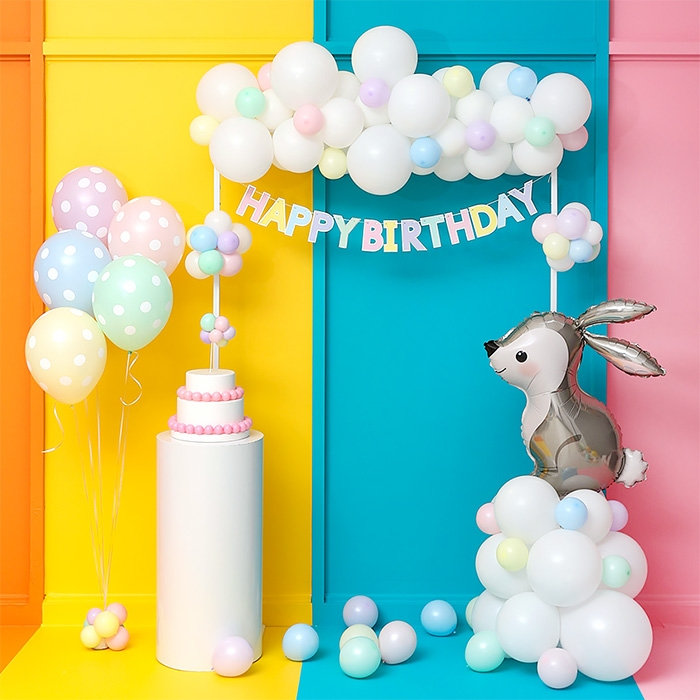 파스텔 생일파티장식세트 [은박풍선선택] 온라인한정