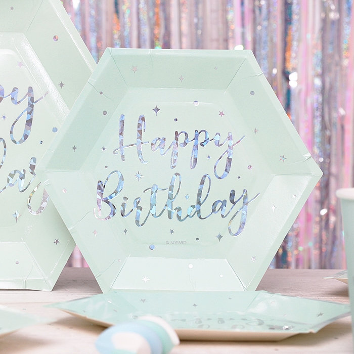 [조이파티] 생일파티접시 트윙클민트 6입 [20/25cm]