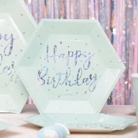 [조이파티] 생일파티접시 트윙클민트 6입 [20/25cm]