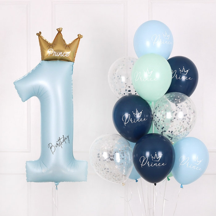 생일헬륨부케 첫돌프린스 크라운 [무게추증정]