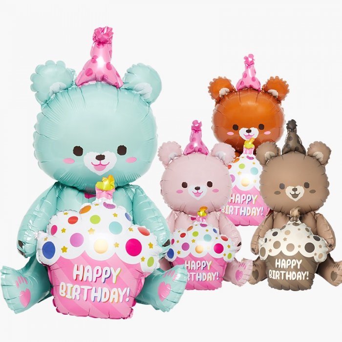 스탠딩에어벌룬 생일곰 3색 [공기주입전용]