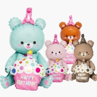 스탠딩에어벌룬 생일곰 3색 [공기주입전용]