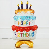 [GRABO] 은박 스탠딩에어벌룬 레인보우생일케익 73cm