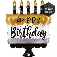[GRABO] 은박헬륨 생일케익 블랙골드 28인치