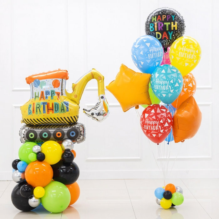 생일헬륨부케 포크레인기둥세트