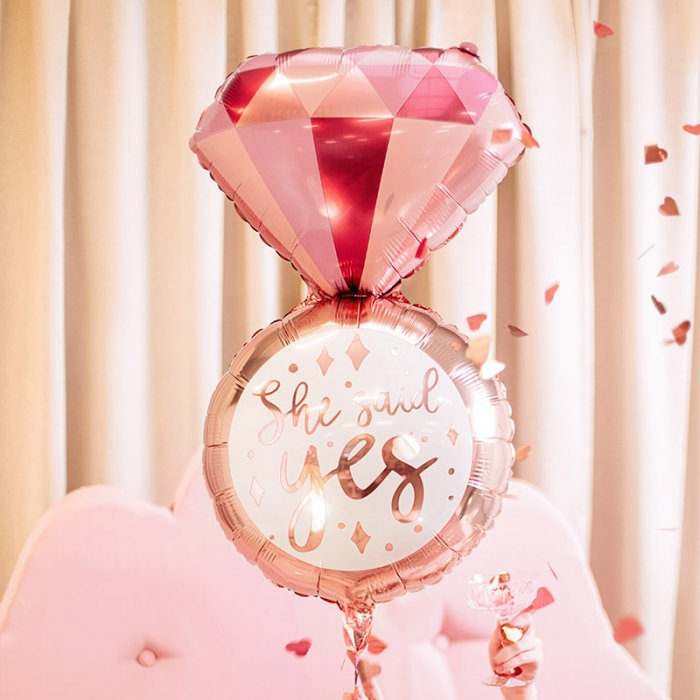 [파티데코] 은박헬륨 브라이덜 반지 She said yes