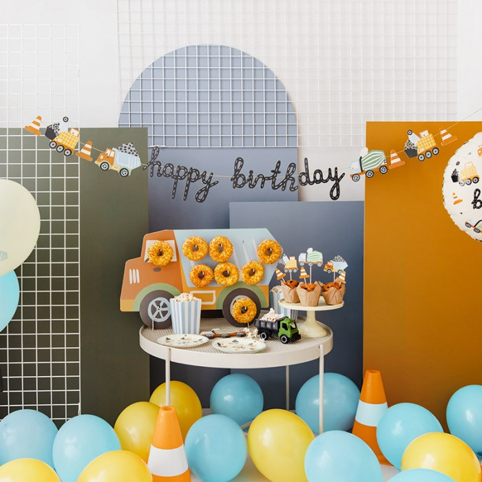 [파티데코] 생일가랜드 Happy brithday Construction vehicles 2m