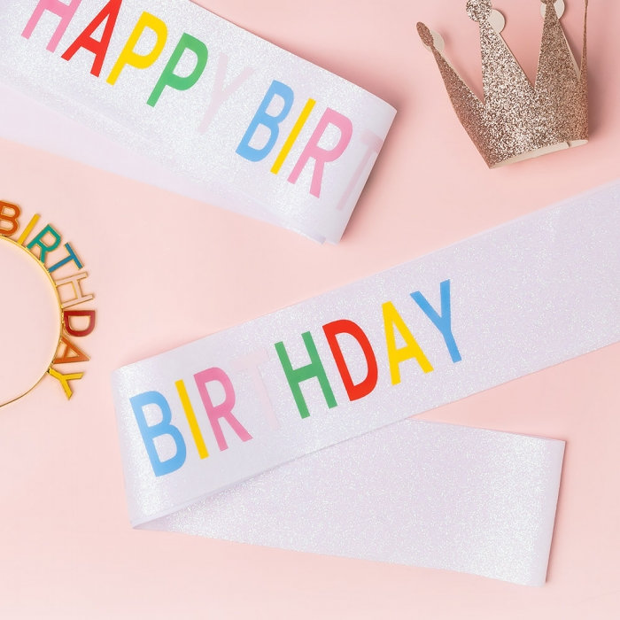 생일어깨띠 HAPPY BIRTHDAY 레인보우