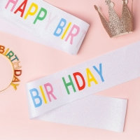 생일어깨띠 HAPPY BIRTHDAY 레인보우