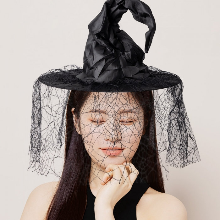 거미줄망사 마녀모자