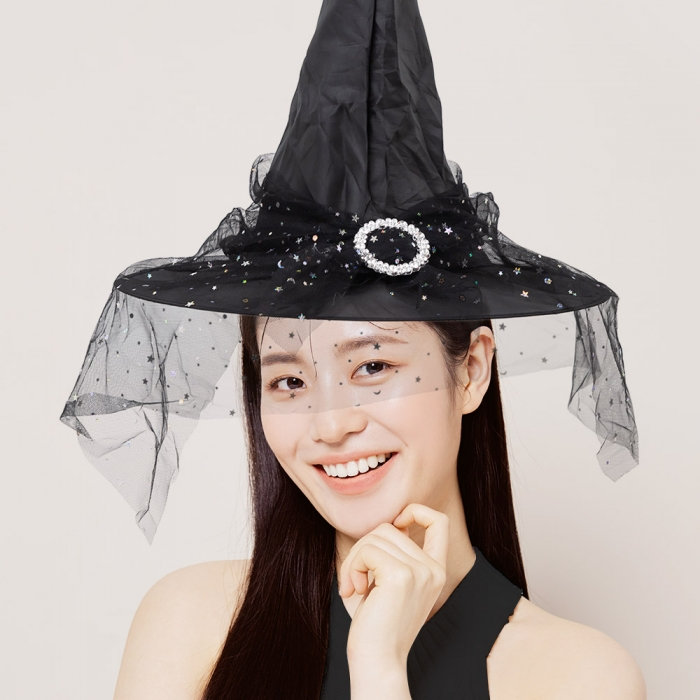 별무늬망사 마녀모자