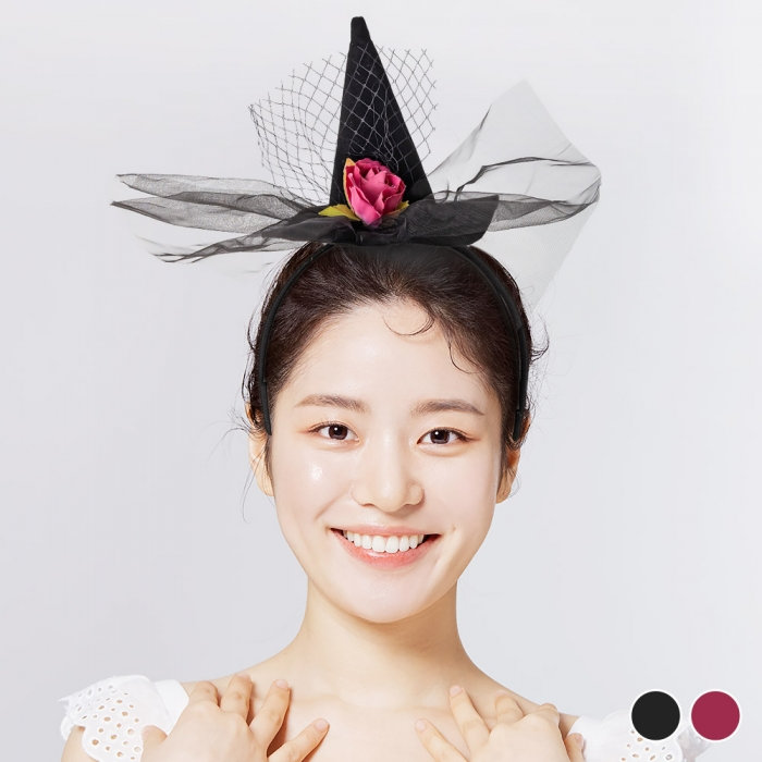 마녀모자머리띠 벨벳 2종 [블랙벨벳/레드벨벳]