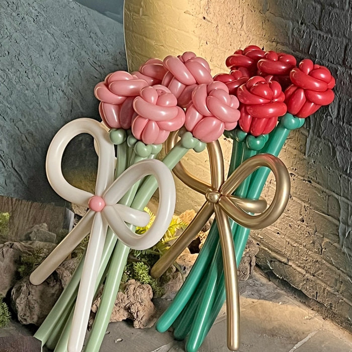 [완제품] 조이파티 풍선꽃다발 장미 5송이 웨딩 프로포즈 생일 꽃풍선 졸업꽃풍선 요술풍선꽃다발