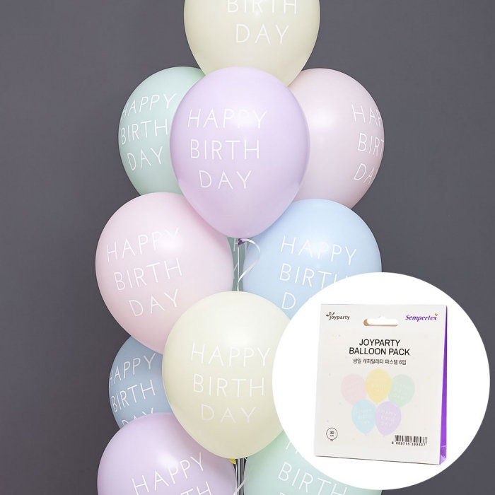 [조이파티 벌룬팩] 생일 캐피탈레터 파스텔 6입