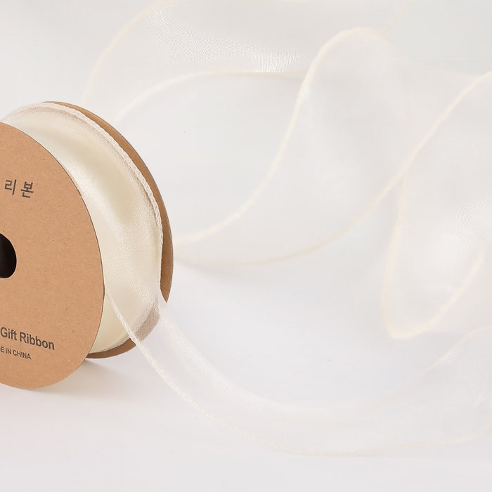 오간디리본 아이보리 [폭4cm 길이9m] 선물 포장 공예 리본