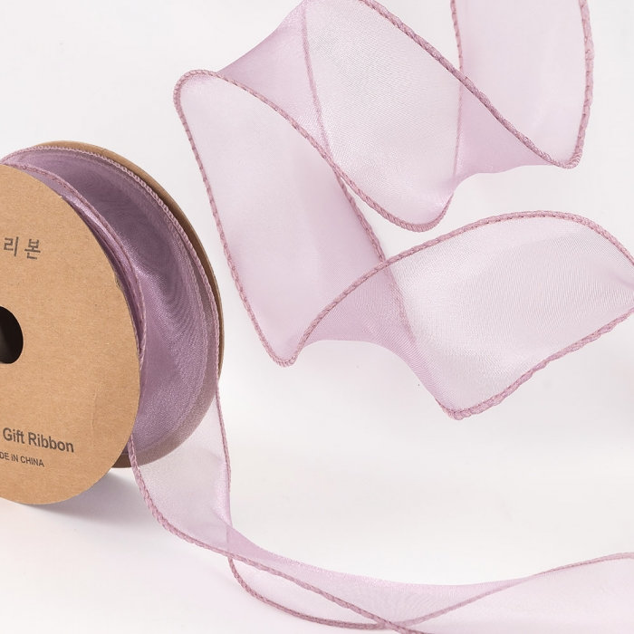 오간디리본 라벤더 [폭4cm 길이9m] 선물 포장 공예 리본