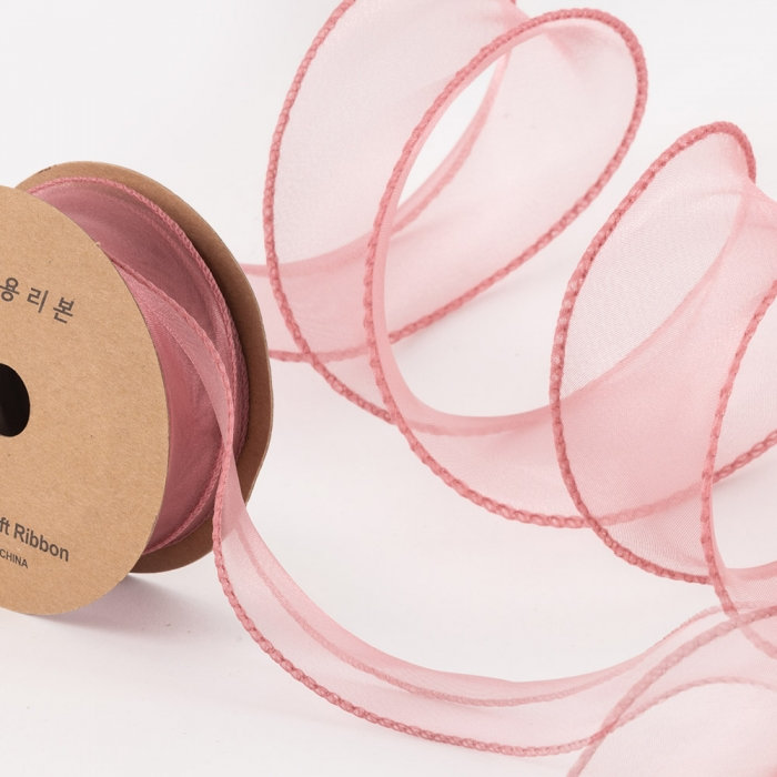 오간디리본 버건디 [폭4cm 길이9m] 선물 포장 공예 리본