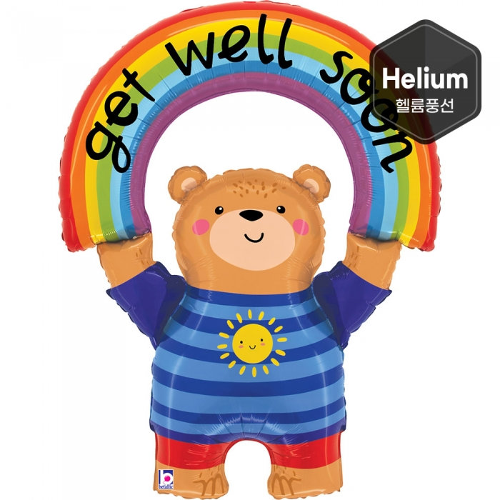 [GRABO] 은박헬륨 Get well soon 레인보우베어 39인치