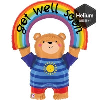 [GRABO] 은박헬륨 Get well soon 레인보우베어 39인치