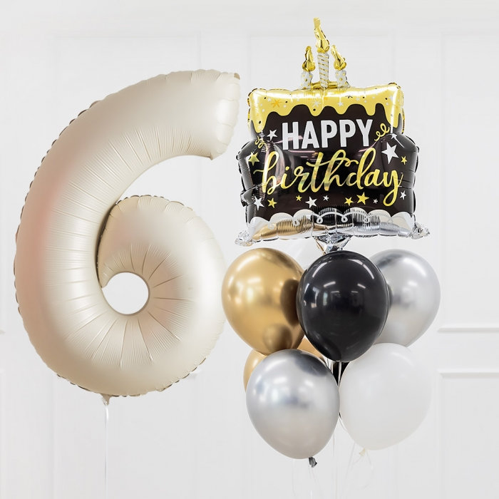 생일헬륨부케 벌스데이케이크 블랙