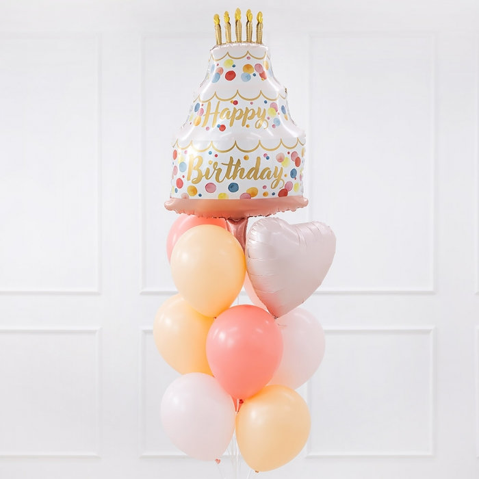 생일헬륨부케 샤틴생일핑크케익
