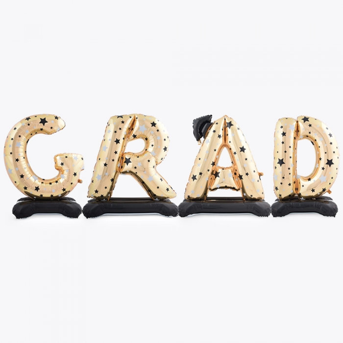 졸업스탠딩에어벌룬 GRAD 골드 [높이 107cm]