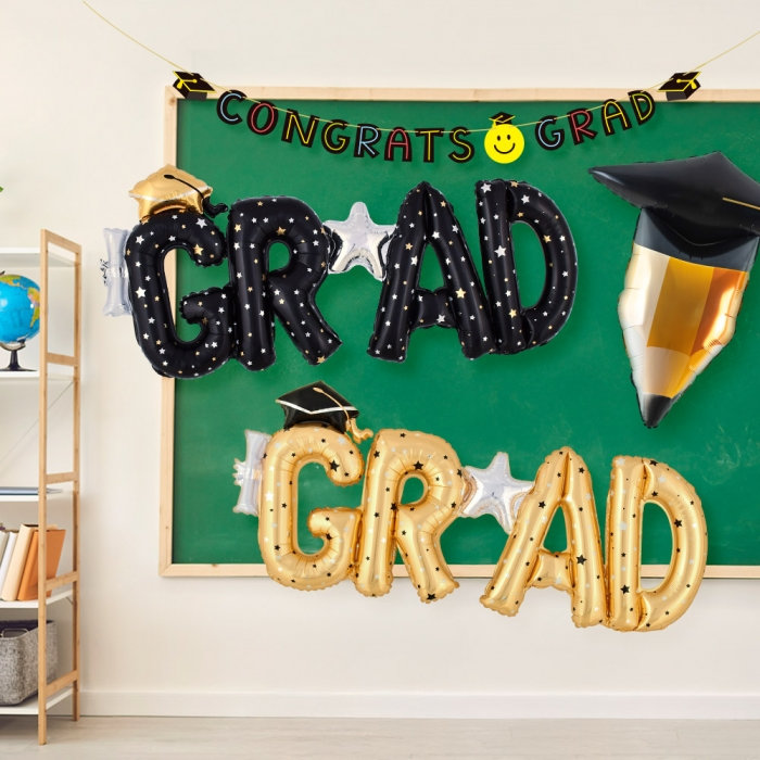 은박 졸업레터 GRAD 2색 [블랙/골드]