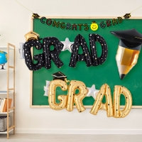 은박 졸업레터 GRAD 2색 [블랙/골드]