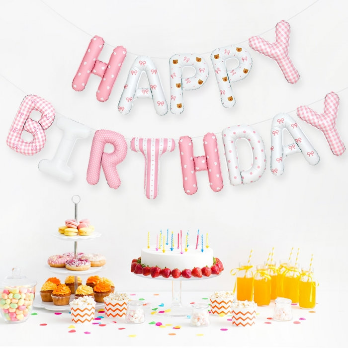 은박풍선세트 HAPPY BIRTHDAY 핑크베어