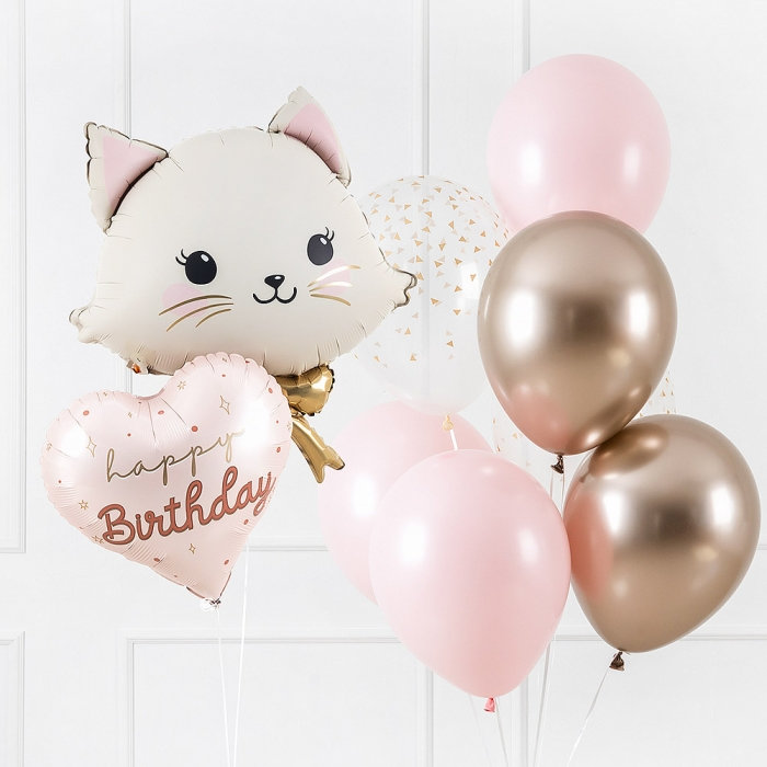 생일헬륨부케 스윗하트리본캣