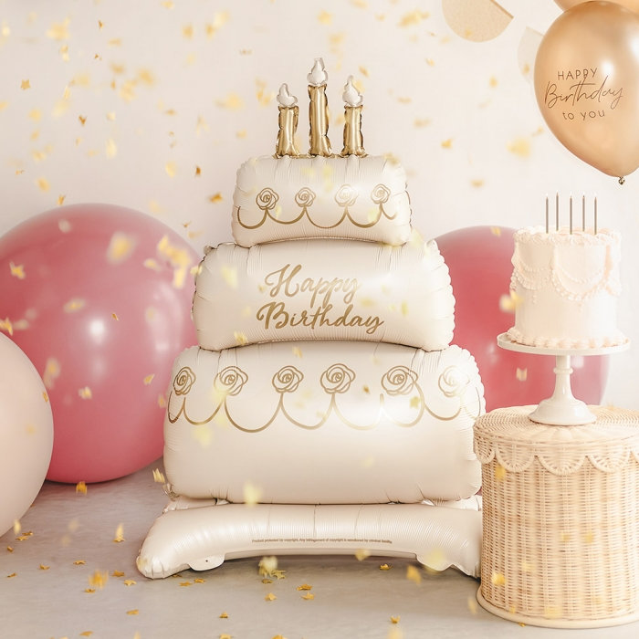 [파티데코] 은박 스탠딩생일케익 골든